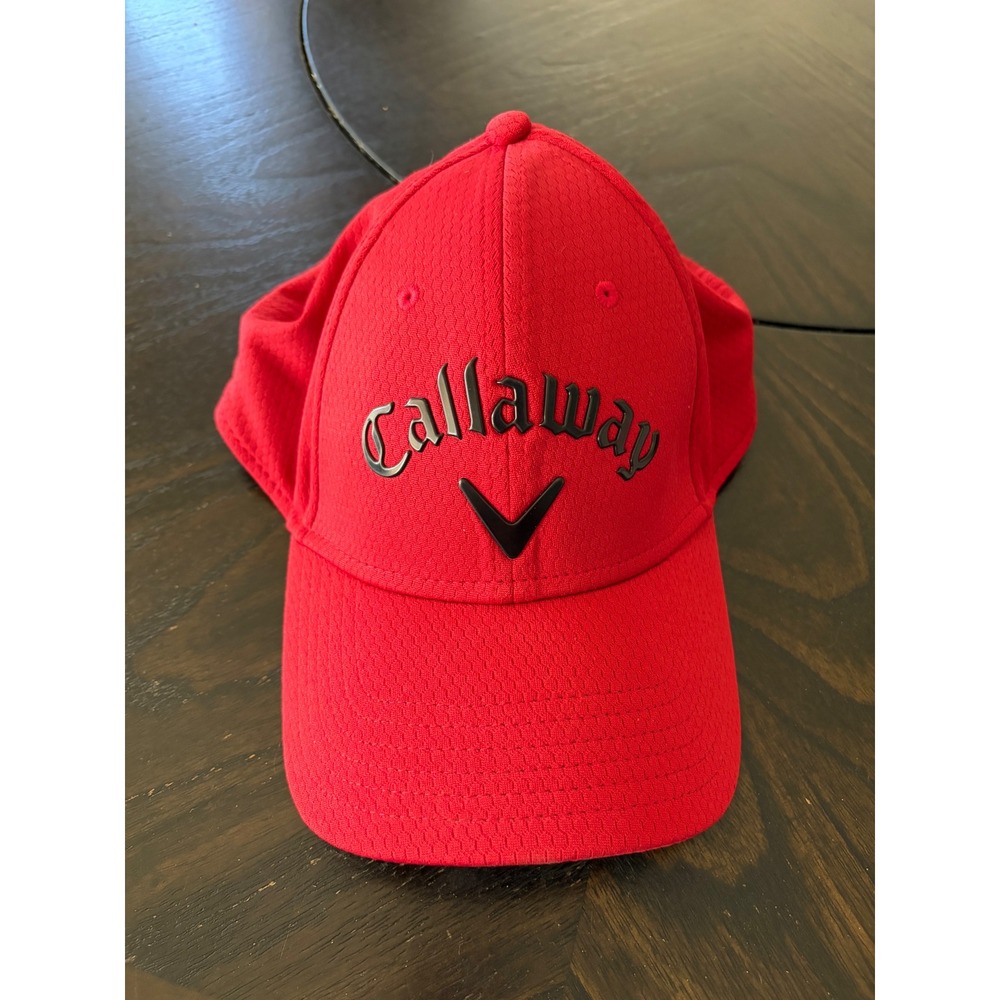 Callaway Golf Hat Adjustable Mens OSFA Red Excellent Textured Performance Cap